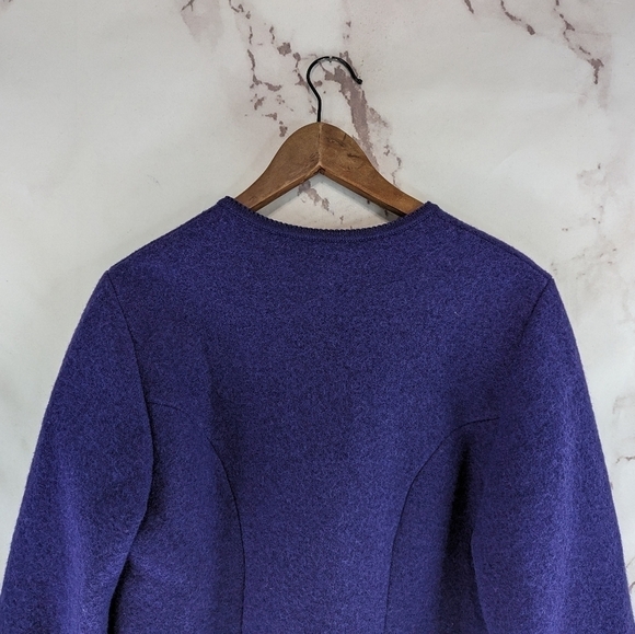 Geiger Jacket Women Medium 40 Purple Boiled Wool Button Crop Retro Vintage - Picture 6 of 13